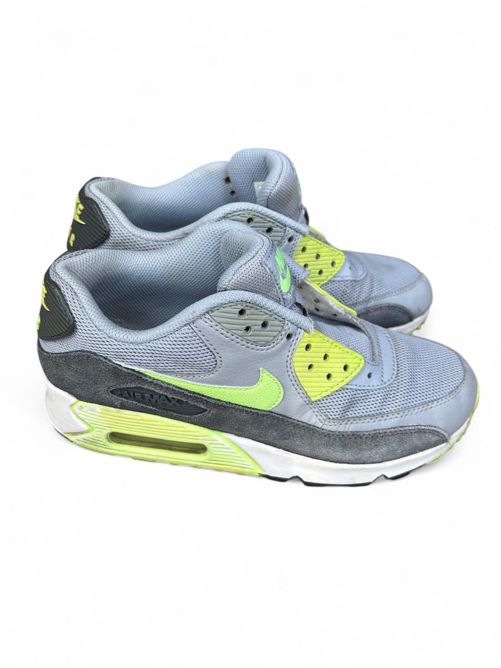 Nike Air Max 90 Essential Wolf Grey Volt Gym Sneakers Women’s Size 7.5 No Laces